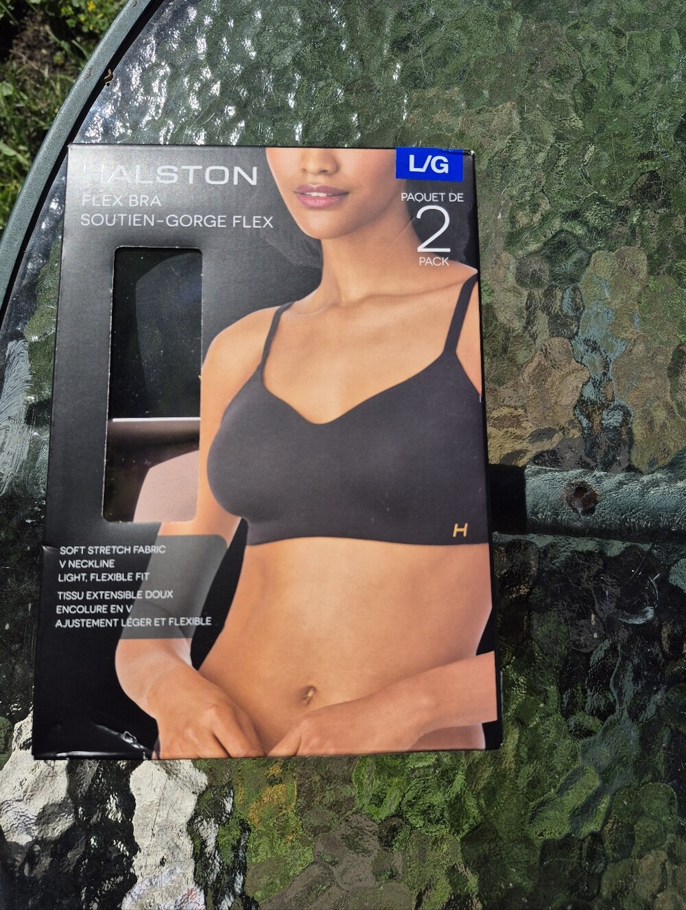 Halston Heritage Black Flex Bra 2-Pack - Soft Stretch V-Neck